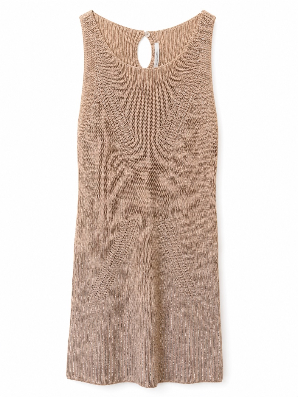 Ermanno Scervino Beige Knit Sweater with Crystal Embellishment